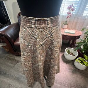 Elegant Plaid A-Line Skirt in Brown